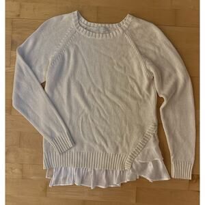Maille Clu Layered Cream White Silk Linen Cotton Long Sleeve Sweater Top Knit XS